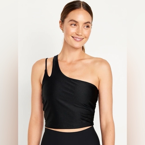 NWT! Old Navy Black Light Support PowerSoft Long-Line Cutout Sports Bra Large 🤎 - Picture 1 of 11